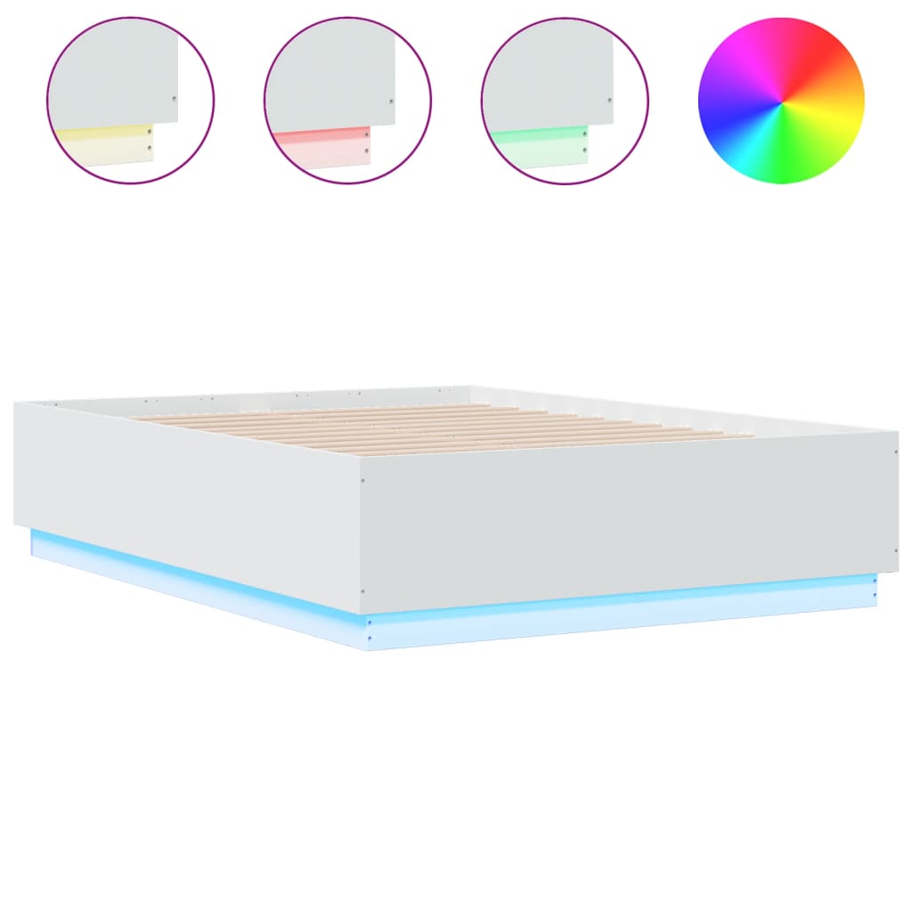 8721012273818_a_en_hd_1 vidaXL Bed Frame with LED without Mattress White 135x190 cm - Image 2