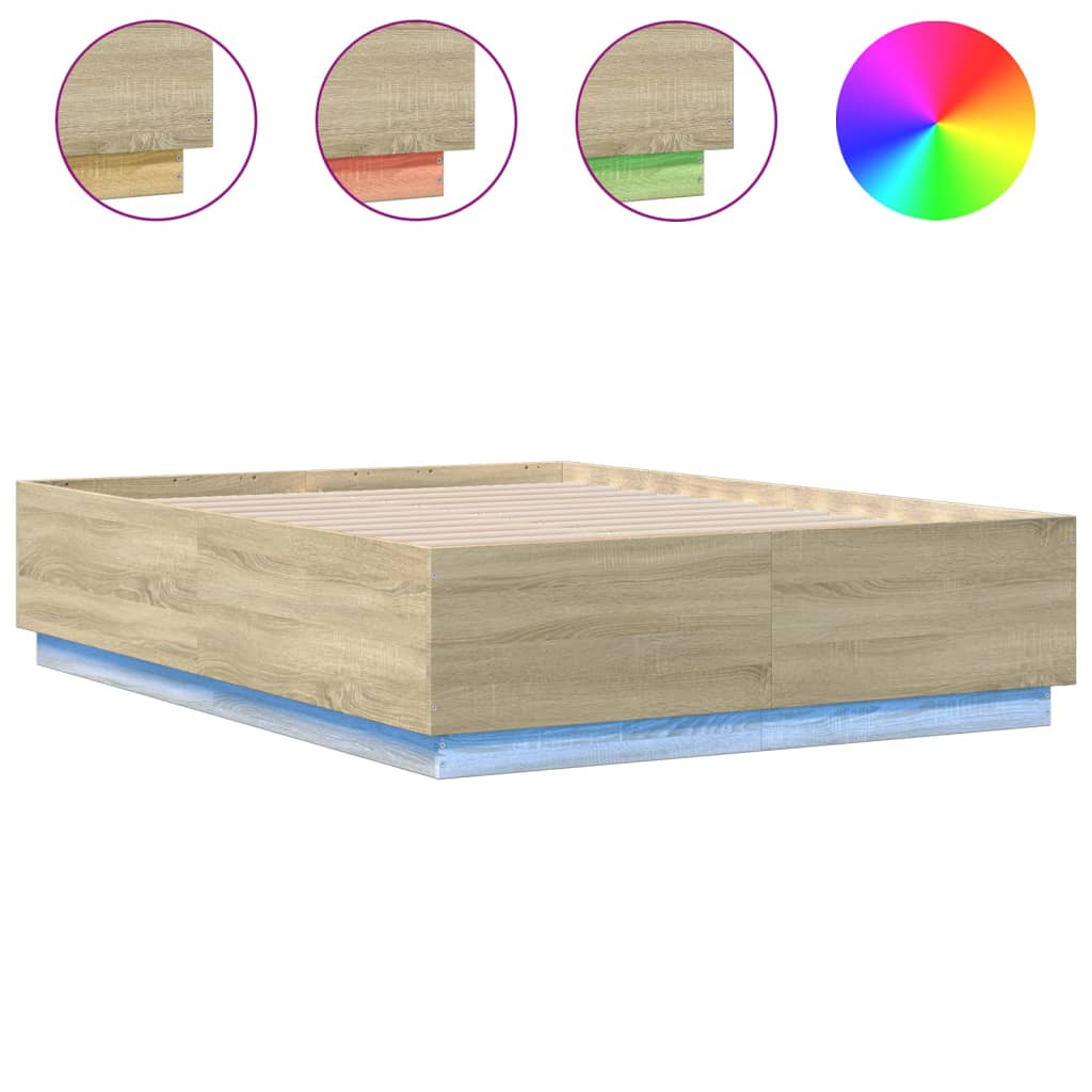 8721012273832_a_en_hd_1 vidaXL Bed Frame with LED without Mattress Sonoma Oak 135x190 cm - Image 2