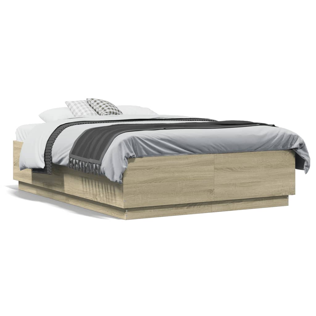 8721012273832_g_en_hd_3 vidaXL Bed Frame with LED without Mattress Sonoma Oak 135x190 cm - Image 5