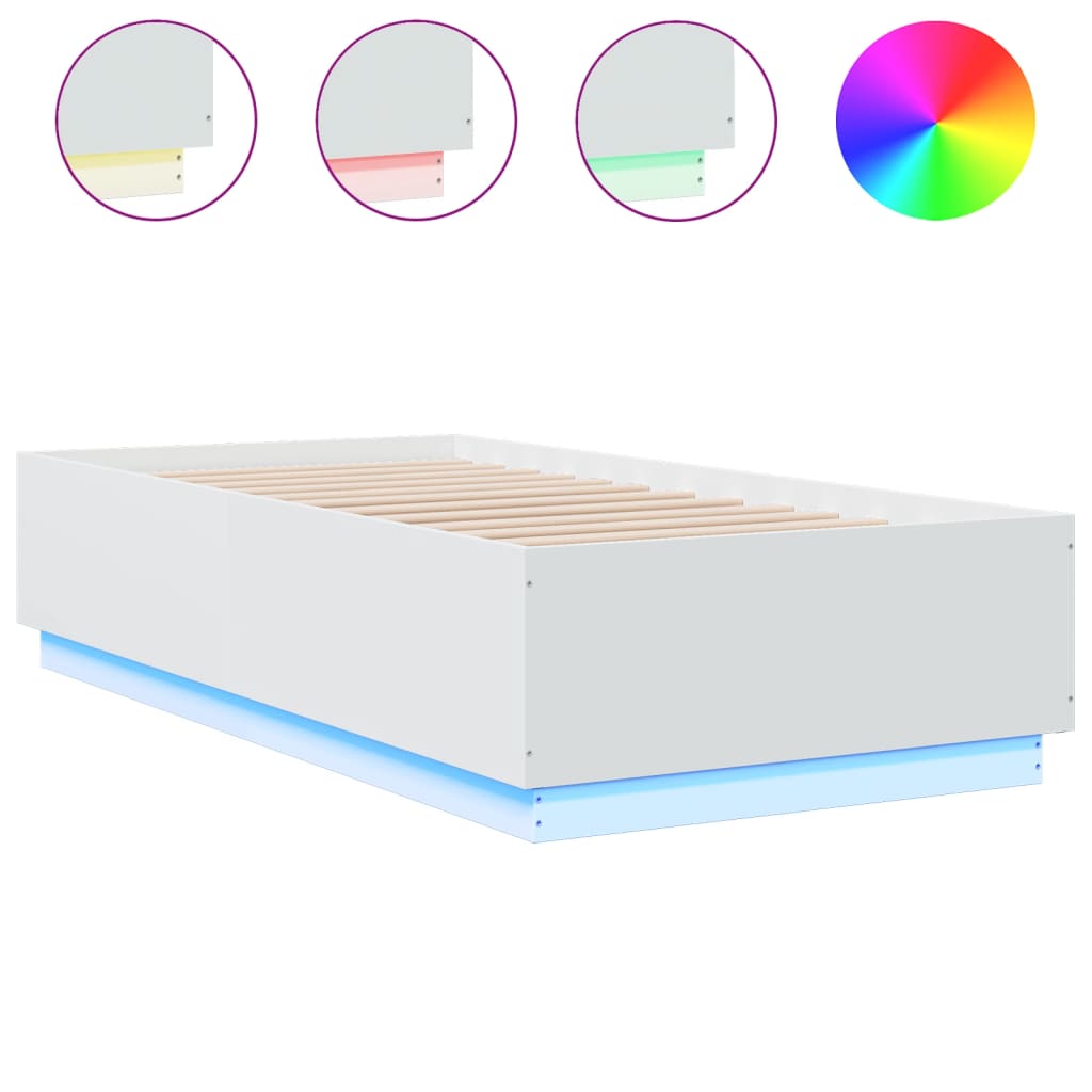 8721012273955_a_en_hd_1 vidaXL Bed Frame with LED without Mattress White 90x190 cm - Image 2