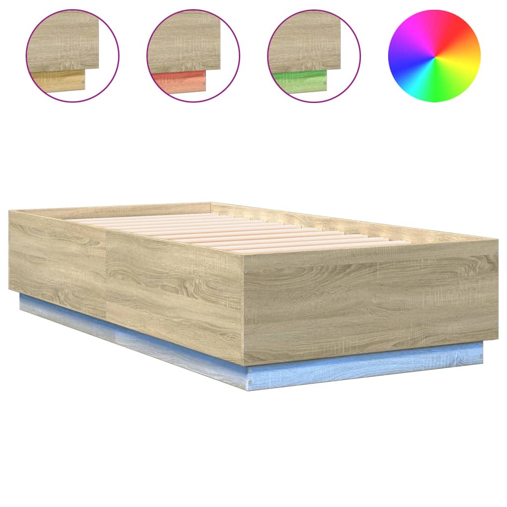 8721012273979_a_en_hd_1 vidaXL Bed Frame with LED without Mattress Sonoma Oak 90x190 cm - Image 2