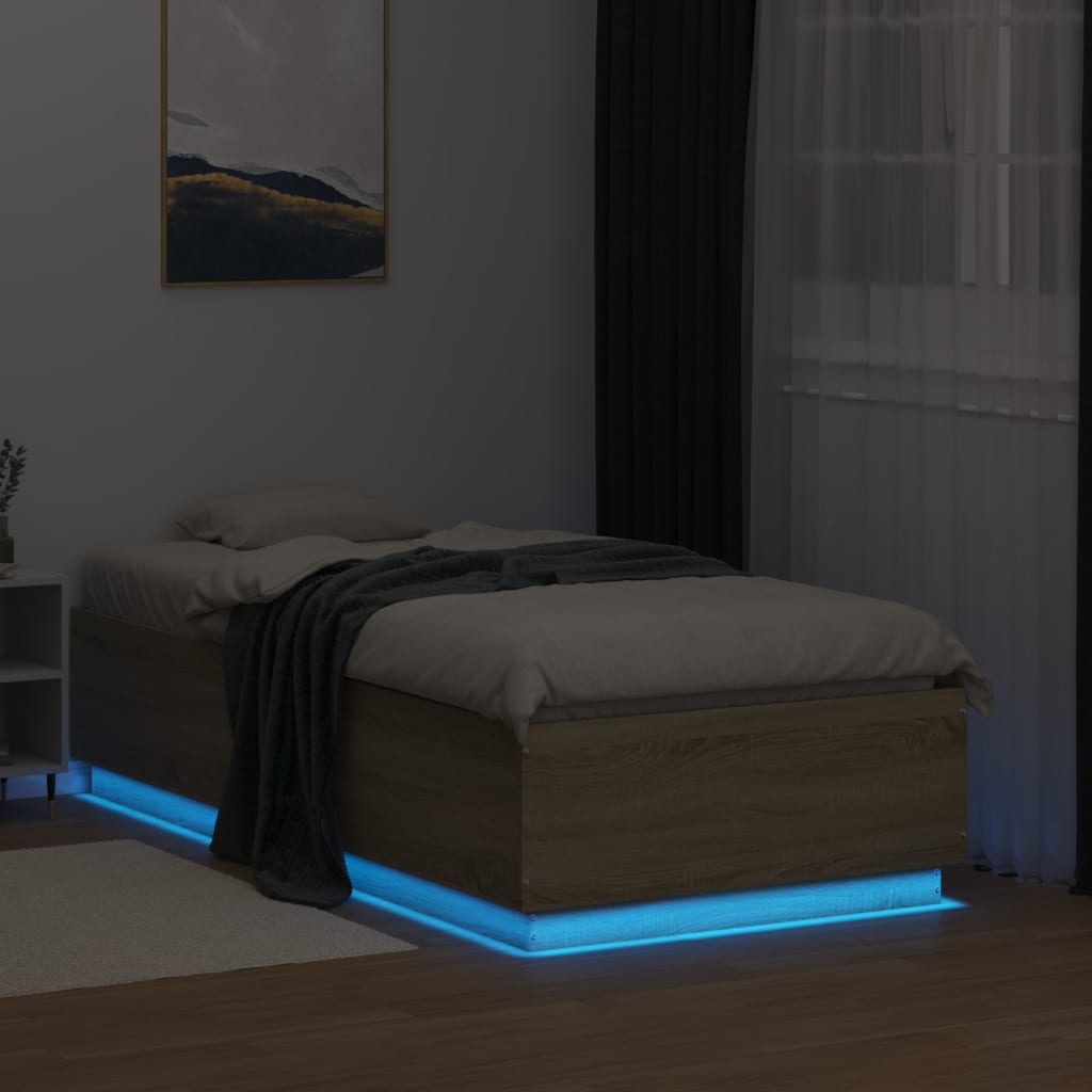 8721012273979_g_en_hd_2 vidaXL Bed Frame with LED without Mattress Sonoma Oak 90x190 cm - Image 4