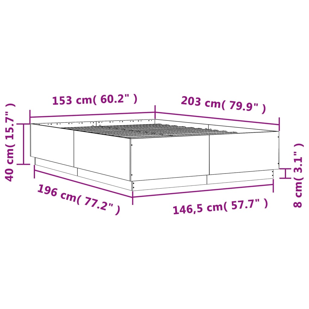 8721012274310_g_en_hd_7 vidaXL Bed Frame without Mattress Black 150x200 cm - Image 9