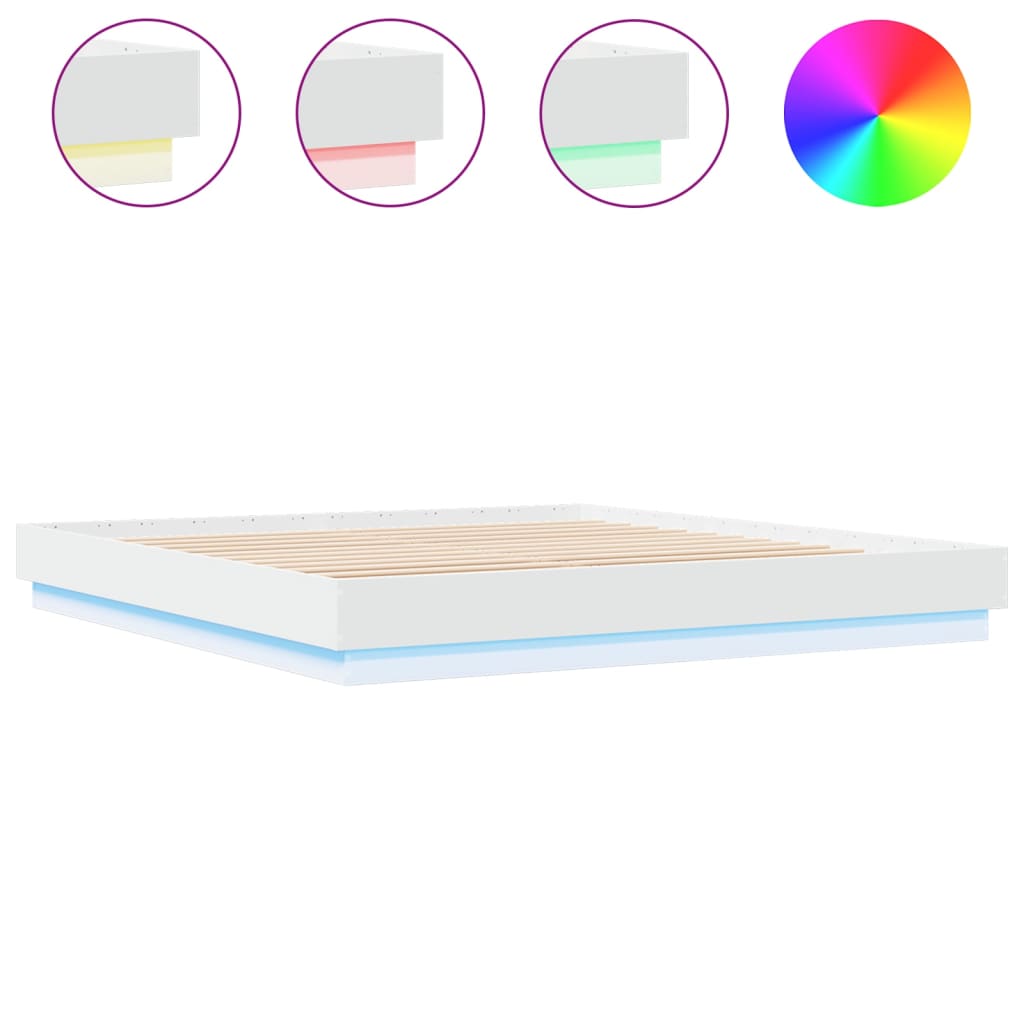 8721012275072_a_en_hd_1 vidaXL Bed Frame with LED without Mattress White 183x203 cm King - Image 2