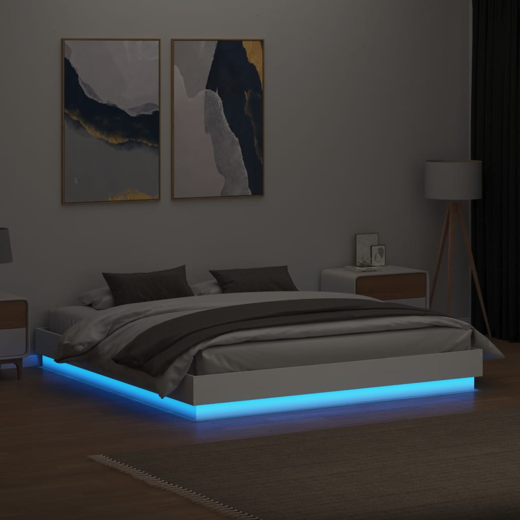 8721012275072_g_en_hd_2 vidaXL Bed Frame with LED without Mattress White 183x203 cm King - Image 4
