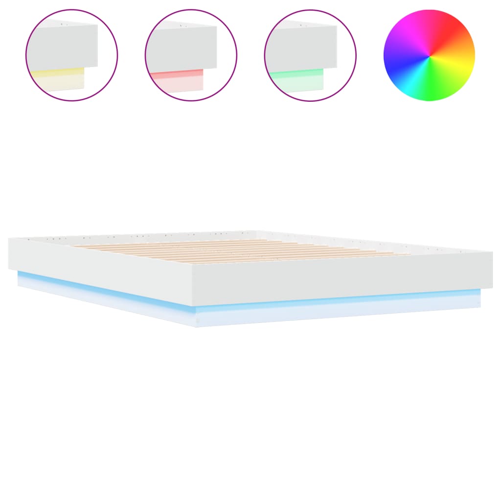 8721012275492_a_en_hd_1 vidaXL Bed Frame with LED without Mattress White 135x190 cm - Image 2