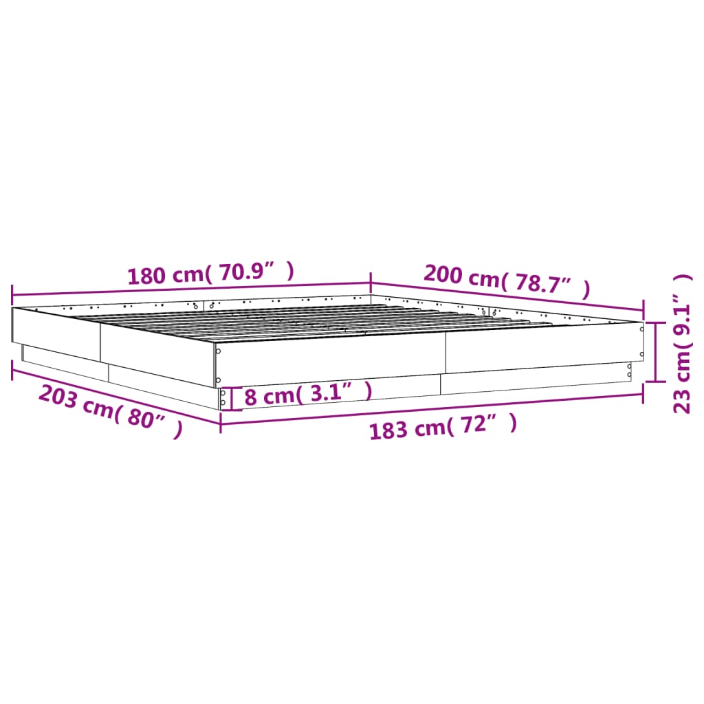 8721012275706_g_en_hd_7 vidaXL Bed Frame without Mattress White 183x203 cm King - Image 8