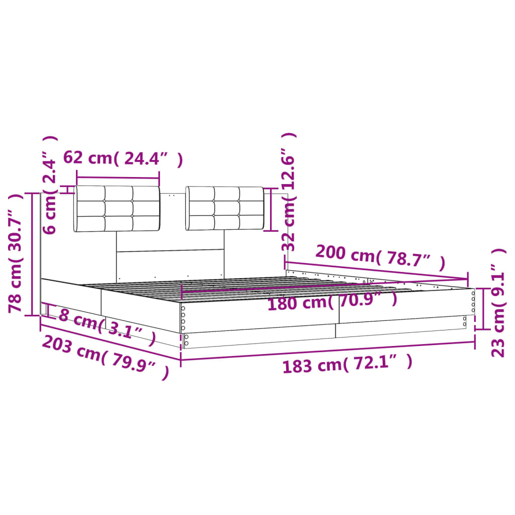 8721012276338_g_en_hd_7 vidaXL Bed Frame without Mattress White 183x203 cm King - Image 9