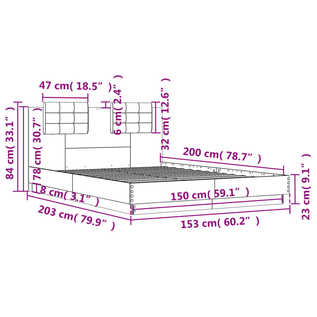 8721012276482_g_en_hd_7 vidaXL Bed Frame without Mattress Black 150x200 cm - Image 9