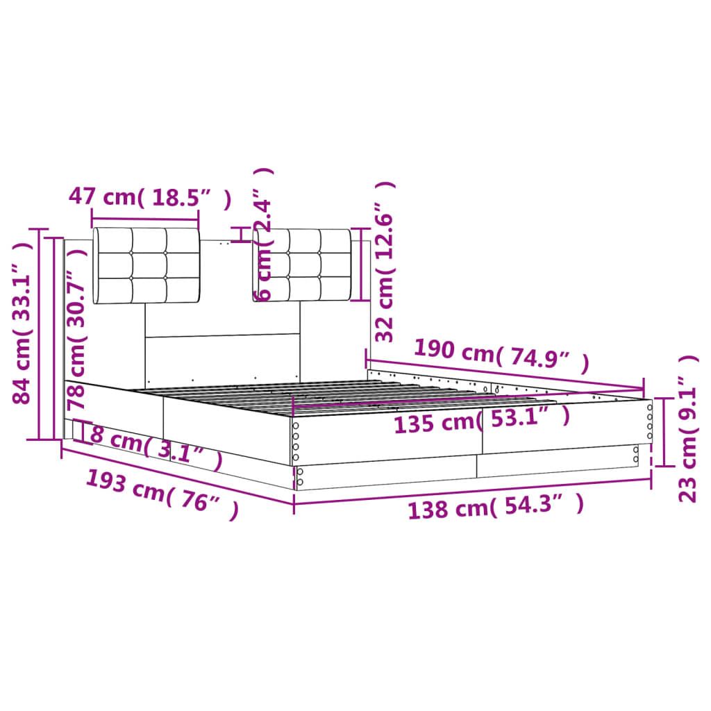 8721012276901_g_en_hd_7 vidaXL Bed Frame without Mattress Black 135x190 cm - Image 9