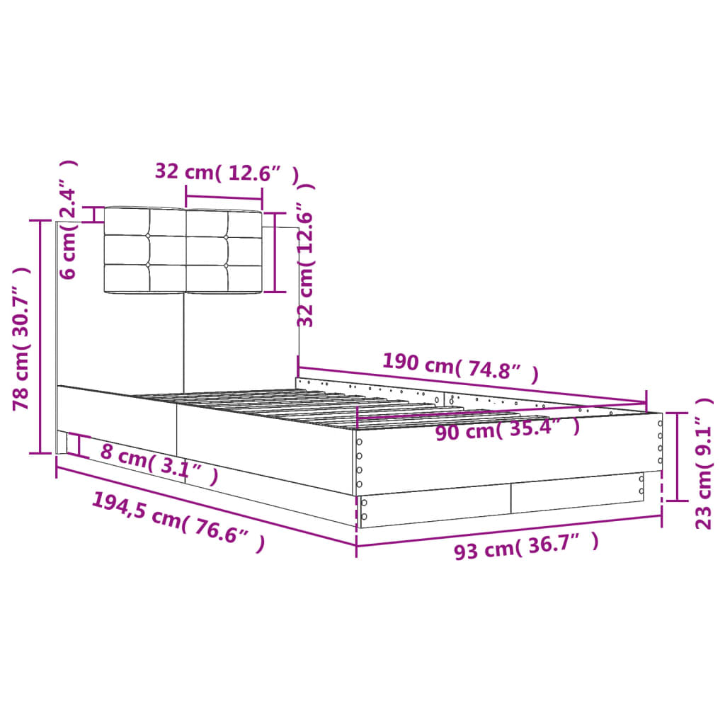 8721012277045_g_en_hd_7 vidaXL Bed Frame without Mattress Black 90x190 cm - Image 9
