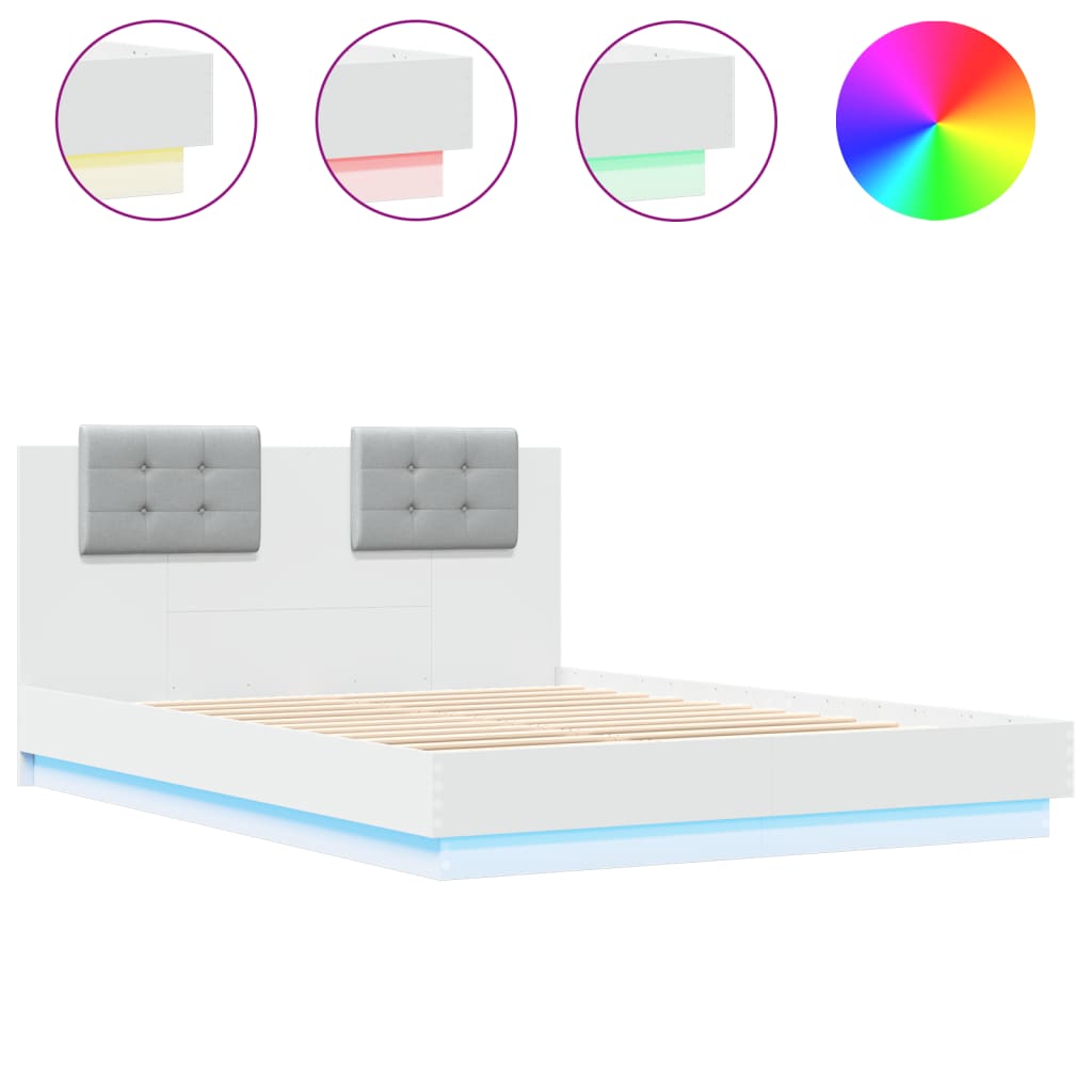 8721012277380_a_en_hd_1 vidaXL Bed Frame with LED without Mattress White 150x200 cm - Image 2