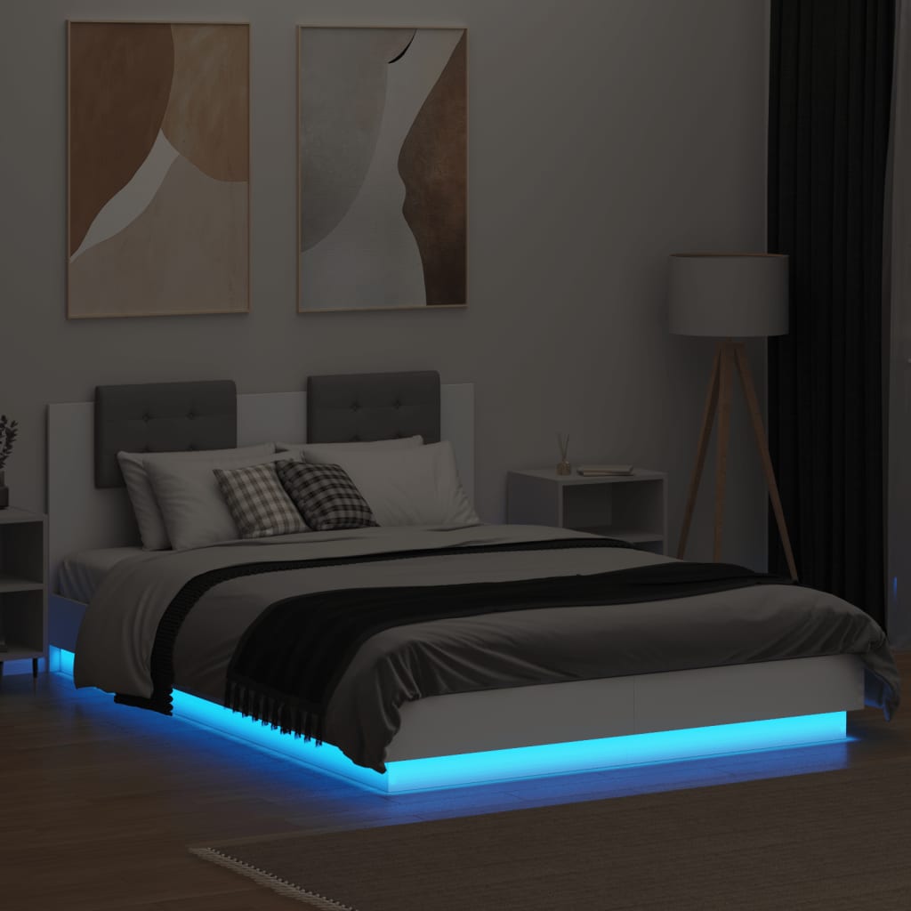 8721012277380_g_en_hd_2 vidaXL Bed Frame with LED without Mattress White 150x200 cm - Image 4