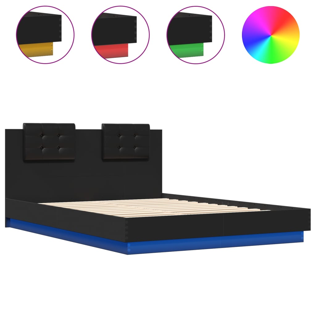 8721012277397_a_en_hd_1 vidaXL Bed Frame with LED without Mattress Black 150x200 cm - Image 2