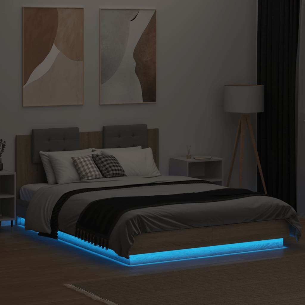 8721012277403_g_en_hd_2 vidaXL Bed Frame with LED without Mattress Sonoma Oak 150x200 cm - Image 4