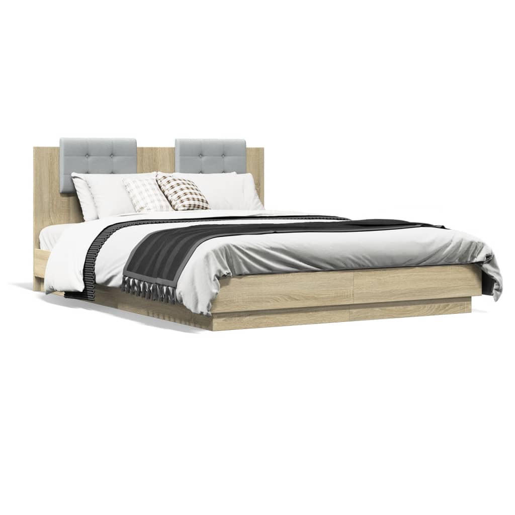 8721012277403_g_en_hd_3 vidaXL Bed Frame with LED without Mattress Sonoma Oak 150x200 cm - Image 5
