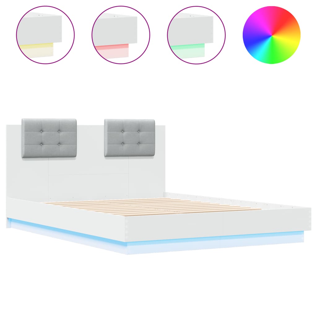 8721012277809_a_en_hd_1 vidaXL Bed Frame with LED without Mattress White 135x190 cm - Image 2