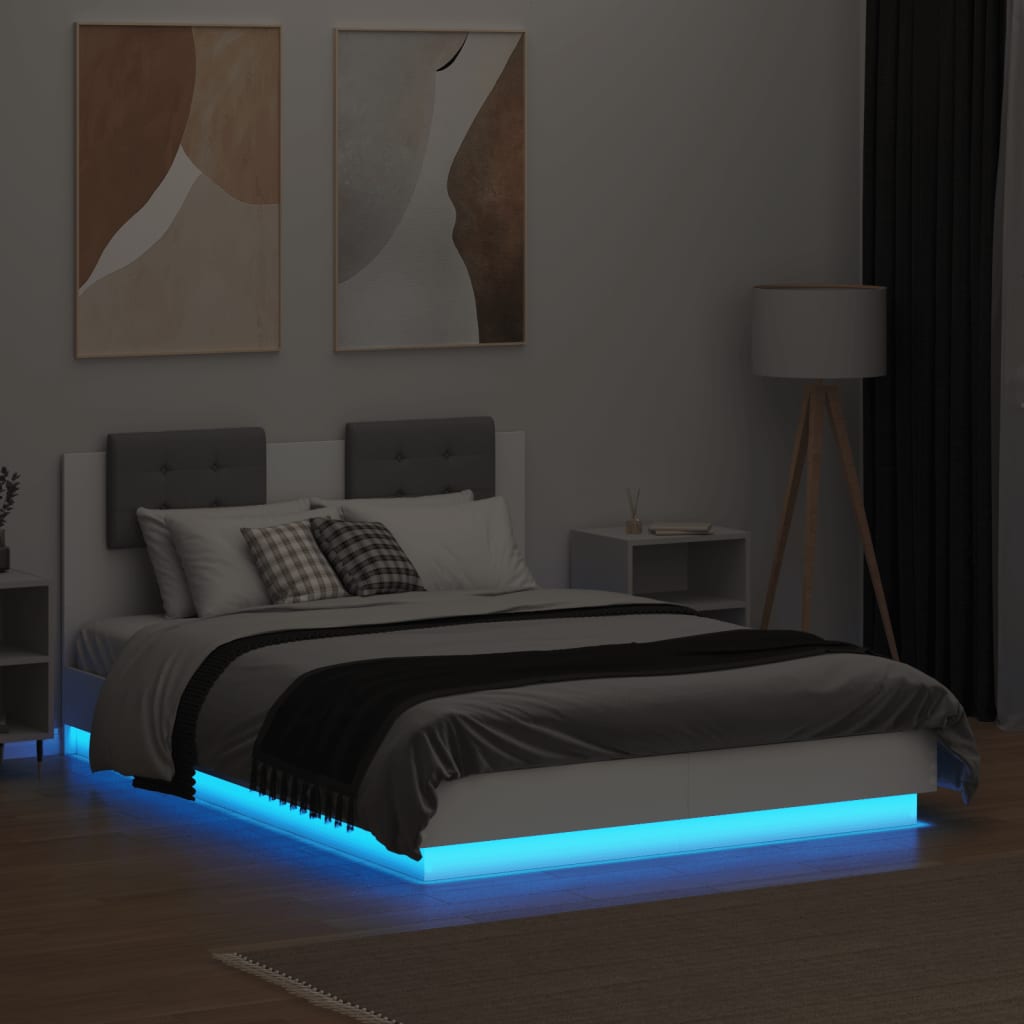 8721012277809_g_en_hd_2 vidaXL Bed Frame with LED without Mattress White 135x190 cm - Image 4