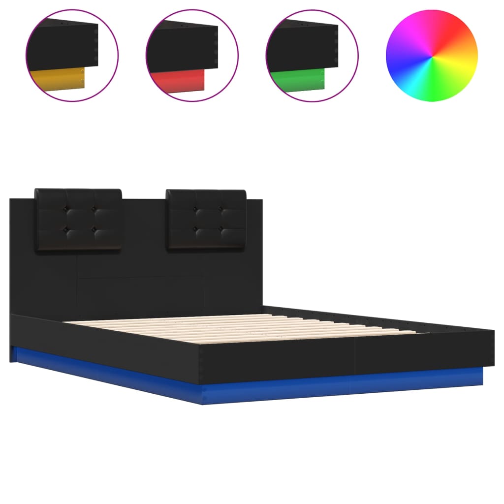 8721012277816_a_en_hd_1 vidaXL Bed Frame with LED without Mattress Black 135x190 cm - Image 2