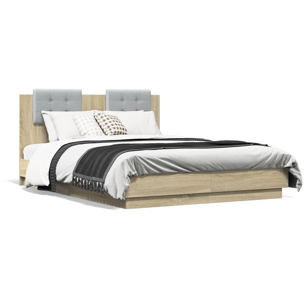 8721012277823_g_en_hd_3 vidaXL Bed Frame with LED without Mattress Sonoma Oak 135x190 cm - Image 5