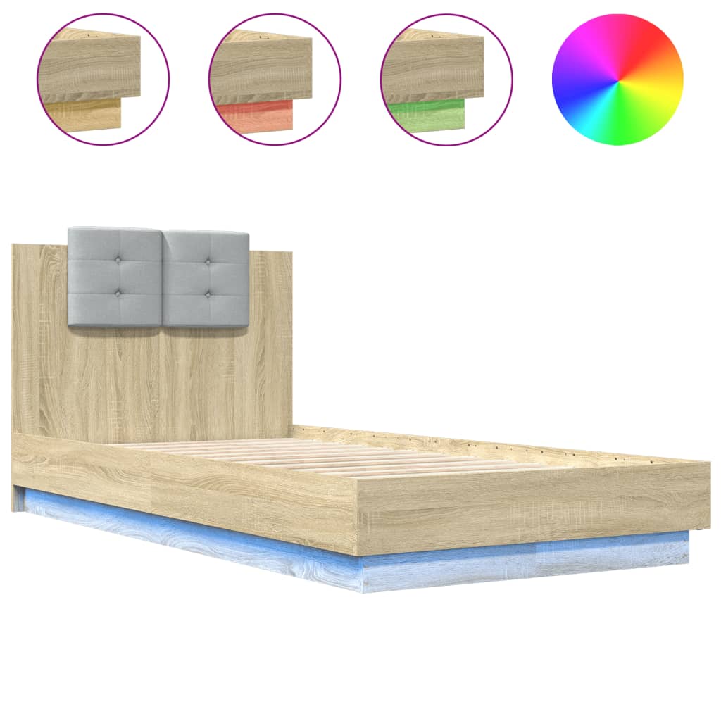 8721012277960_a_en_hd_1 vidaXL Bed Frame with LED without Mattress Sonoma Oak 90x190 cm - Image 2