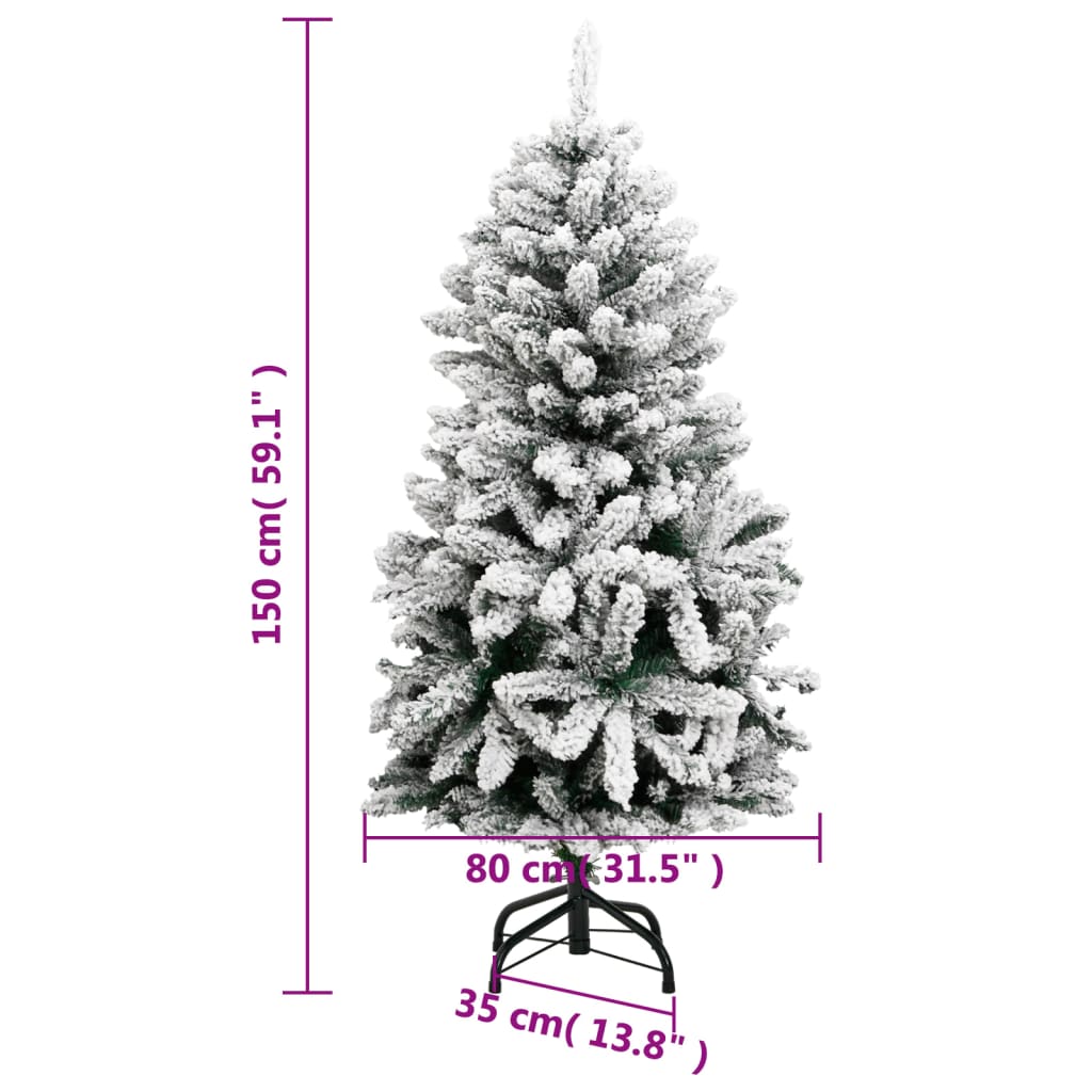 8721012278172_g_en_hd_8 vidaXL Artificial Hinged Christmas Tree 150 LEDs & Flocked Snow 150 cm - Image 9