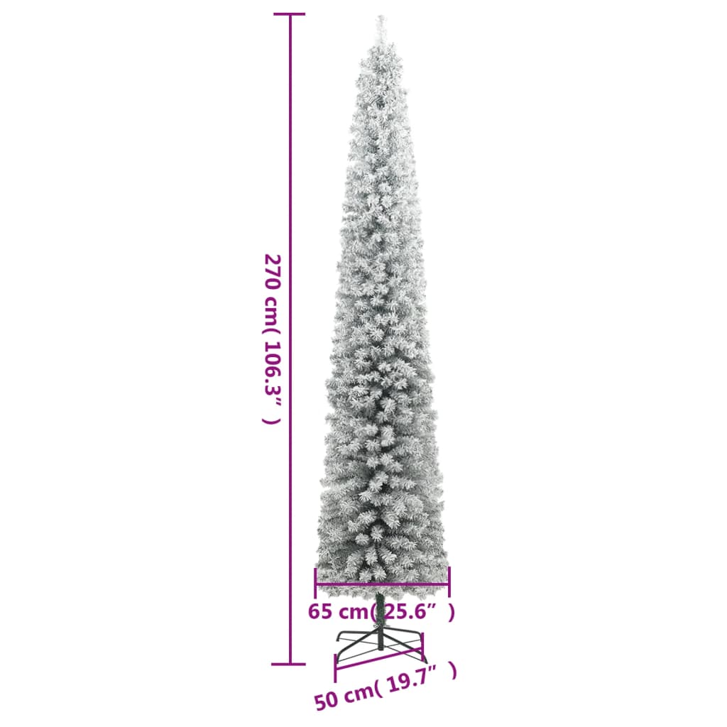 8721012279407_g_en_hd_7 vidaXL Slim Christmas Tree 300 LEDs & Flocked Snow 270 cm - Image 8