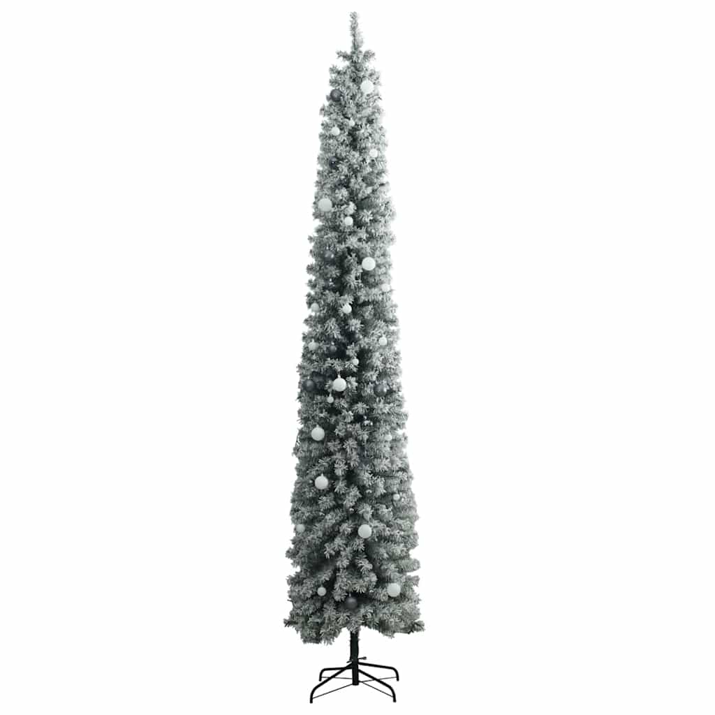 8721012279797_g_en_hd_3 vidaXL Slim Christmas Tree 300 LEDs & Ball Set & Flocked Snow 270 cm - Image 4