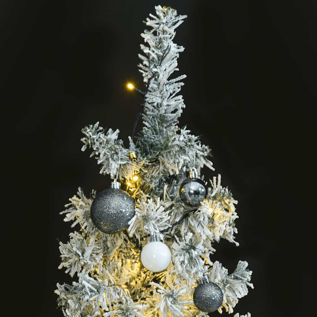 8721012279803_g_en_hd_1 vidaXL Slim Christmas Tree 300 LEDs & Ball Set & Flocked Snow 300 cm - Image 2