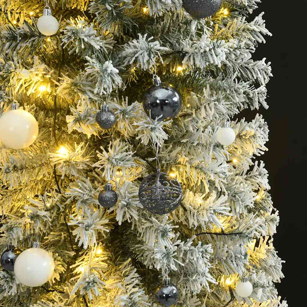 8721012279803_g_en_hd_2 vidaXL Slim Christmas Tree 300 LEDs & Ball Set & Flocked Snow 300 cm - Image 3