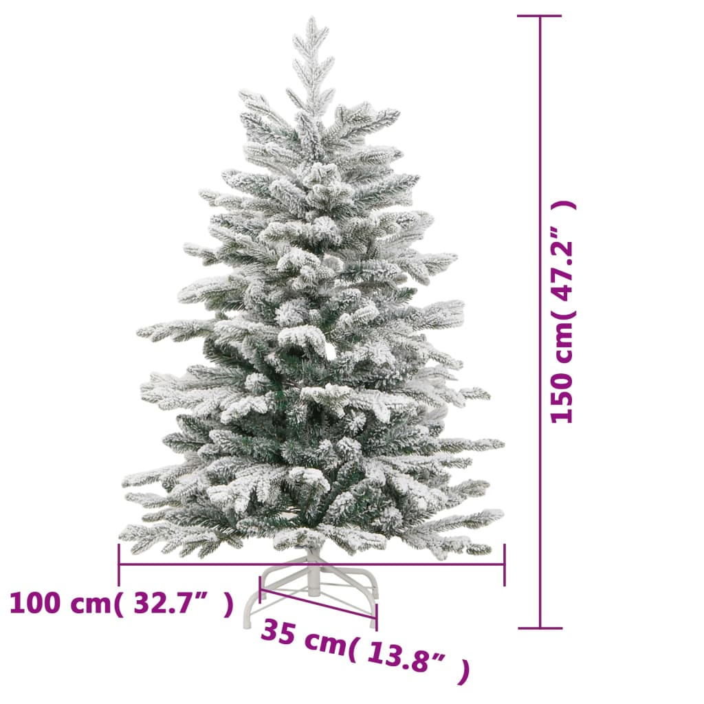 8721012281875_g_en_hd_8 vidaXL Artificial Hinged Christmas Tree 150 LEDs & Flocked Snow 150 cm - Image 9