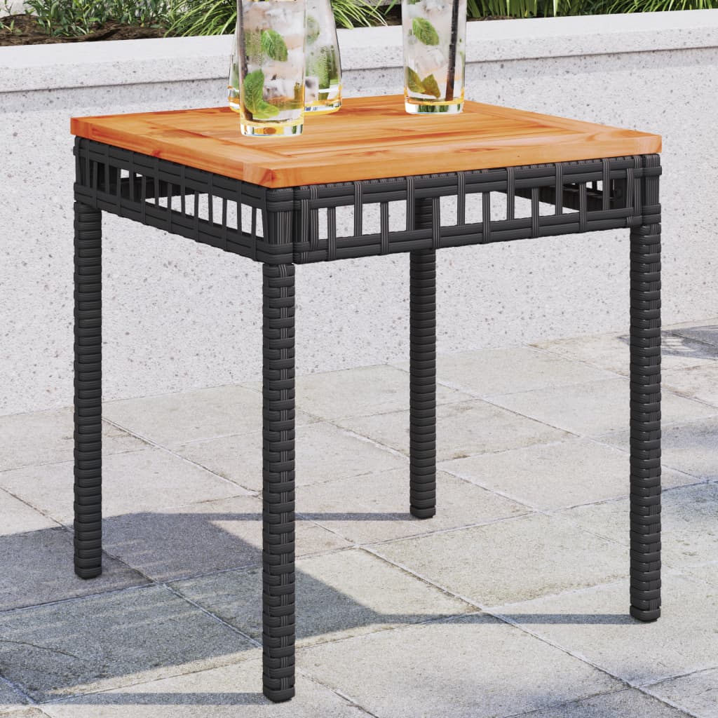 8721012283275_m_en_hd_1 vidaXL Garden Table Black 38x38x42 cm Poly Rattan Acacia Wood - Image 1
