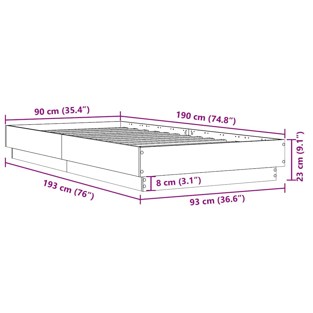 8721012286849_g_en_hd_7 vidaXL Bed Frame without Mattress Black 90x190 cm Engineered Wood - Image 9