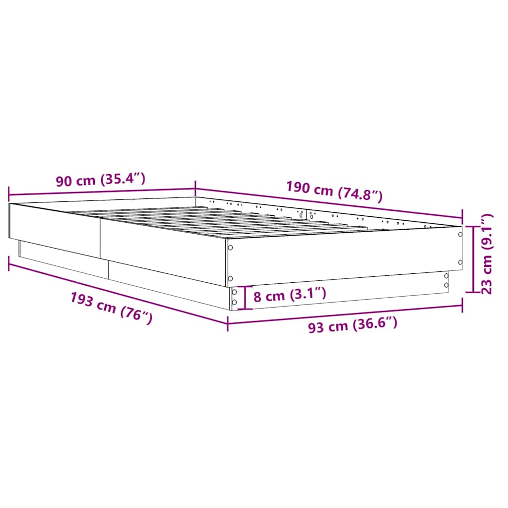 8721012286856_g_en_hd_7 vidaXL Bed Frame without Mattress Sonoma Oak 90x190 cm Engineered Wood - Image 9