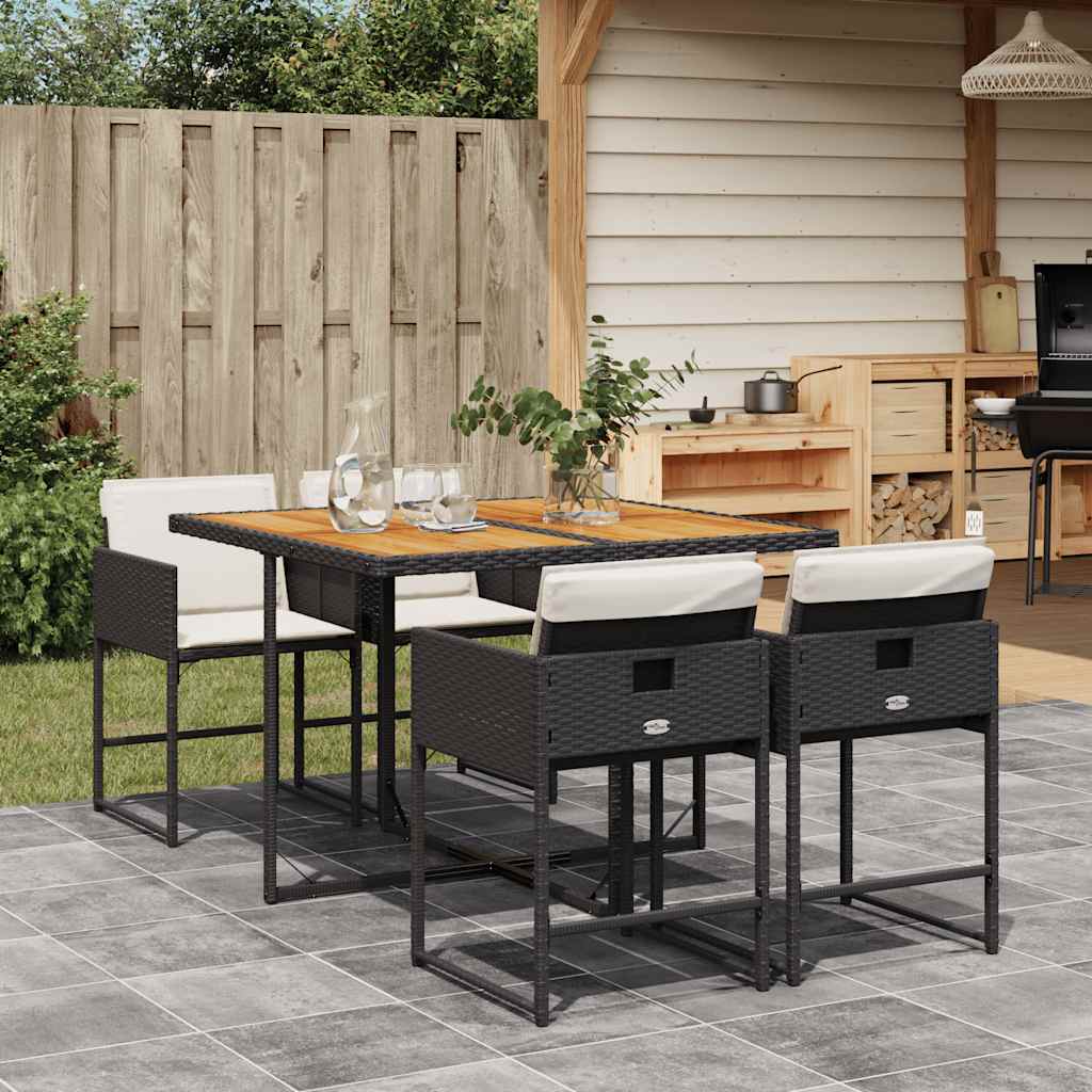 8721012297210_m_en_hd_1 vidaXL 5 Piece Garden Dining Set with Cushions Black Poly Rattan - Image 1