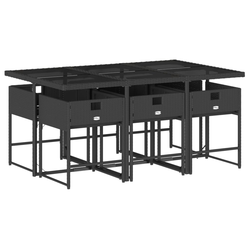 8721012297258_g_en_hd_1 vidaXL 7 Piece Garden Dining Set with Cushions Black Poly Rattan - Image 3