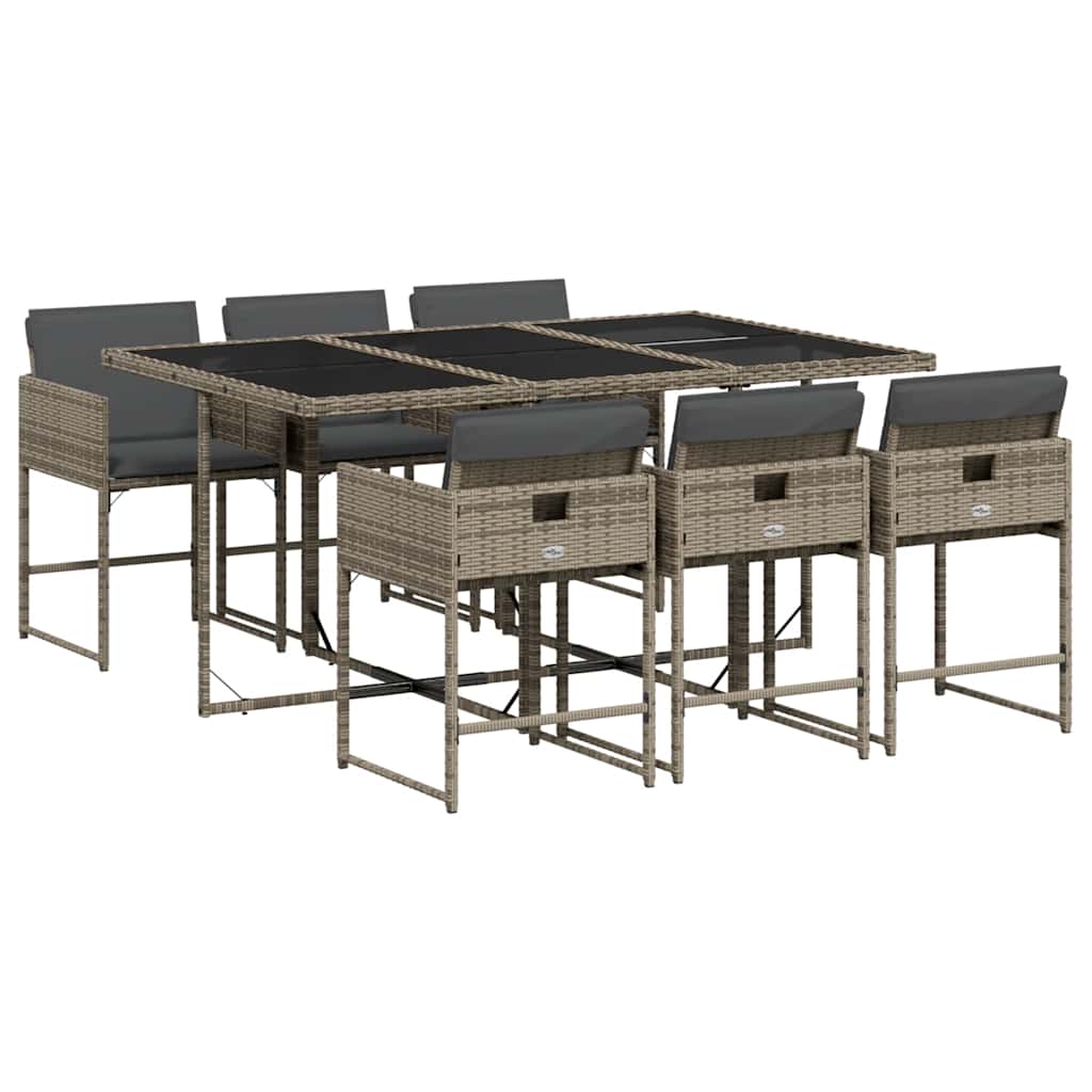 8721012297265_a_en_hd_1 vidaXL 7 Piece Garden Dining Set with Cushions Grey Poly Rattan - Image 2