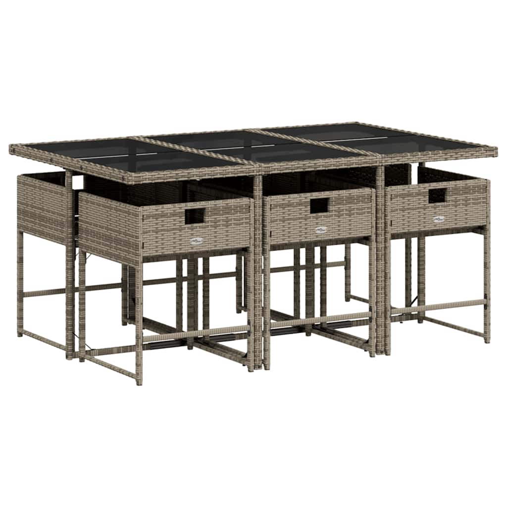 8721012297265_g_en_hd_1 vidaXL 7 Piece Garden Dining Set with Cushions Grey Poly Rattan - Image 3