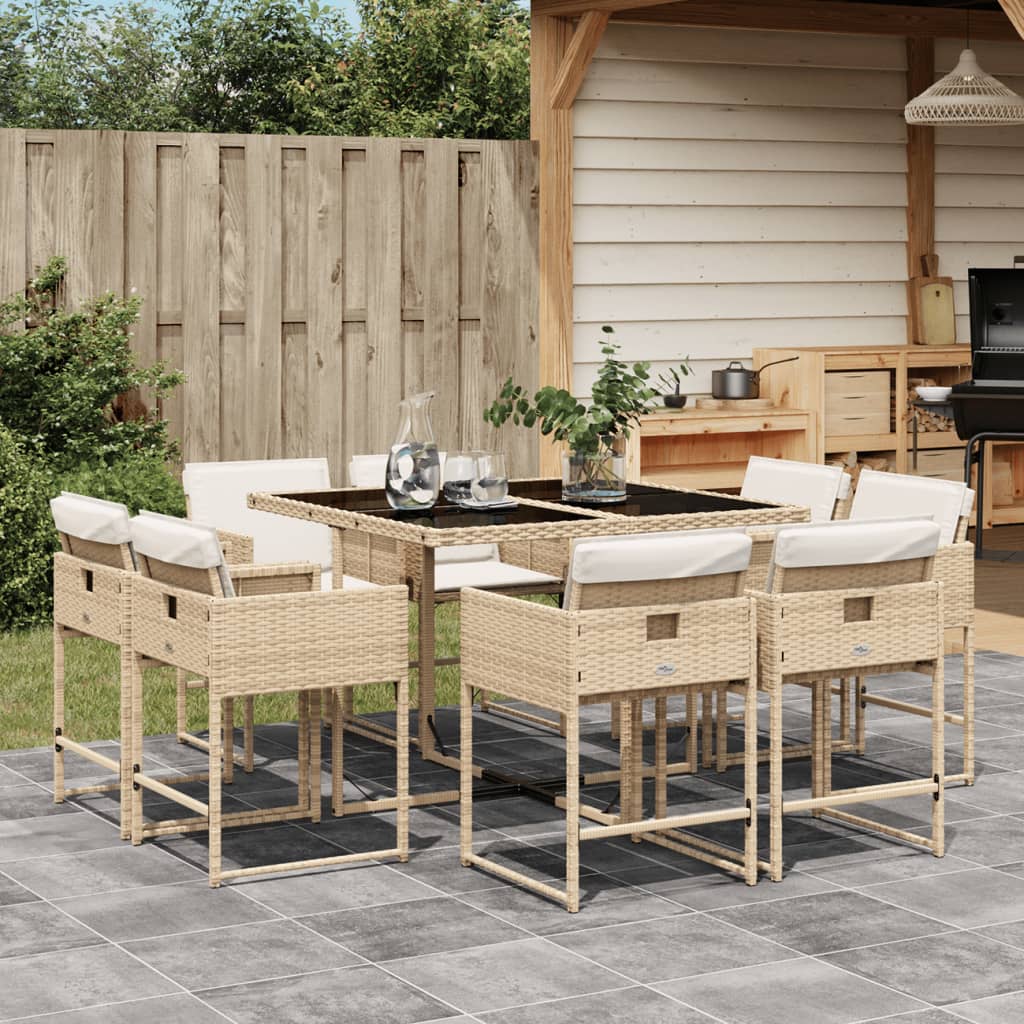 8721012298361_m_en_hd_1 vidaXL 9 Piece Garden Dining Set with Cushions Beige Poly Rattan - Image 1