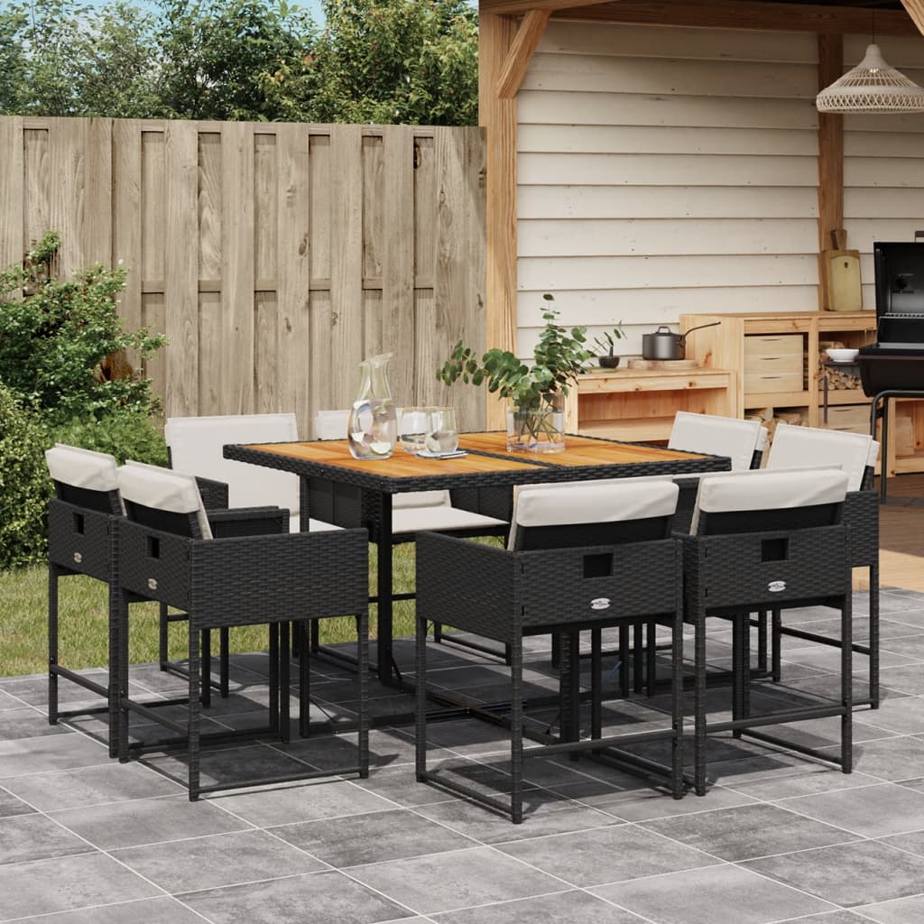 8721012298415_m_en_hd_1 vidaXL 9 Piece Garden Dining Set with Cushions Black Poly Rattan - Image 1