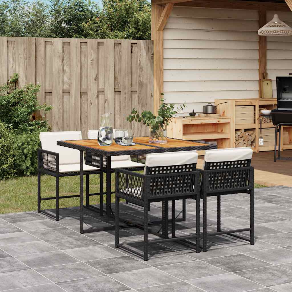 8721012299016_m_en_hd_1 vidaXL 5 Piece Garden Dining Set with Cushions Black Poly Rattan - Image 1