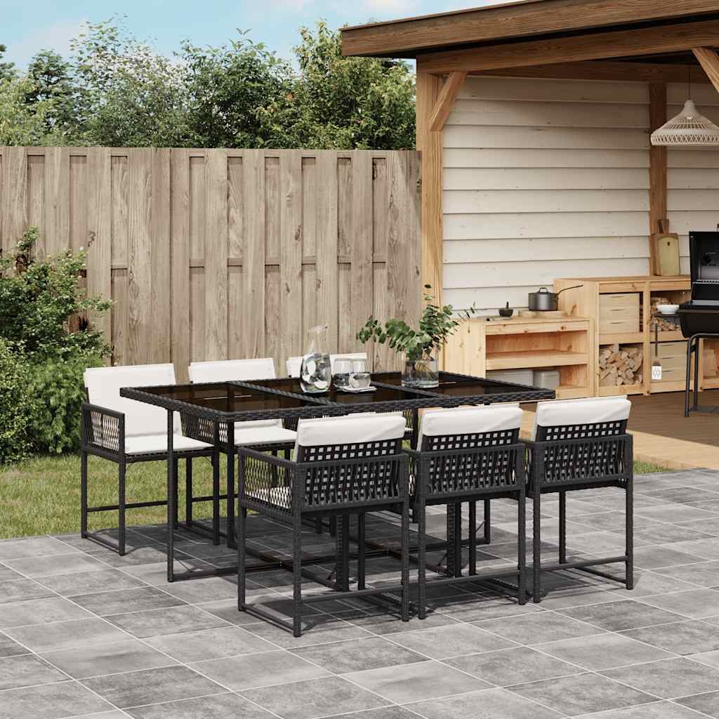 8721012299047_m_en_hd_1 vidaXL 7 Piece Garden Dining Set with Cushions Black Poly Rattan - Image 1