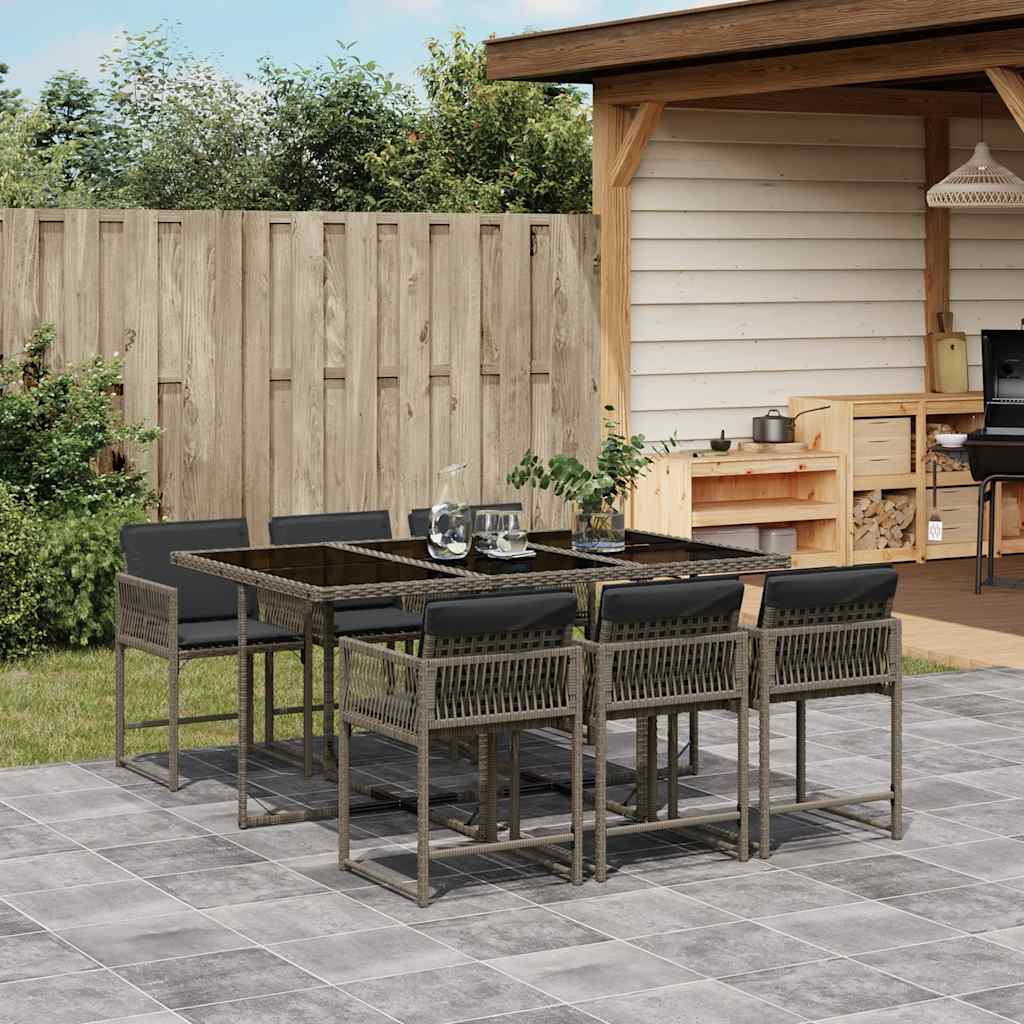 8721012299061_m_en_hd_1 vidaXL 7 Piece Garden Dining Set with Cushions Grey Poly Rattan - Image 1
