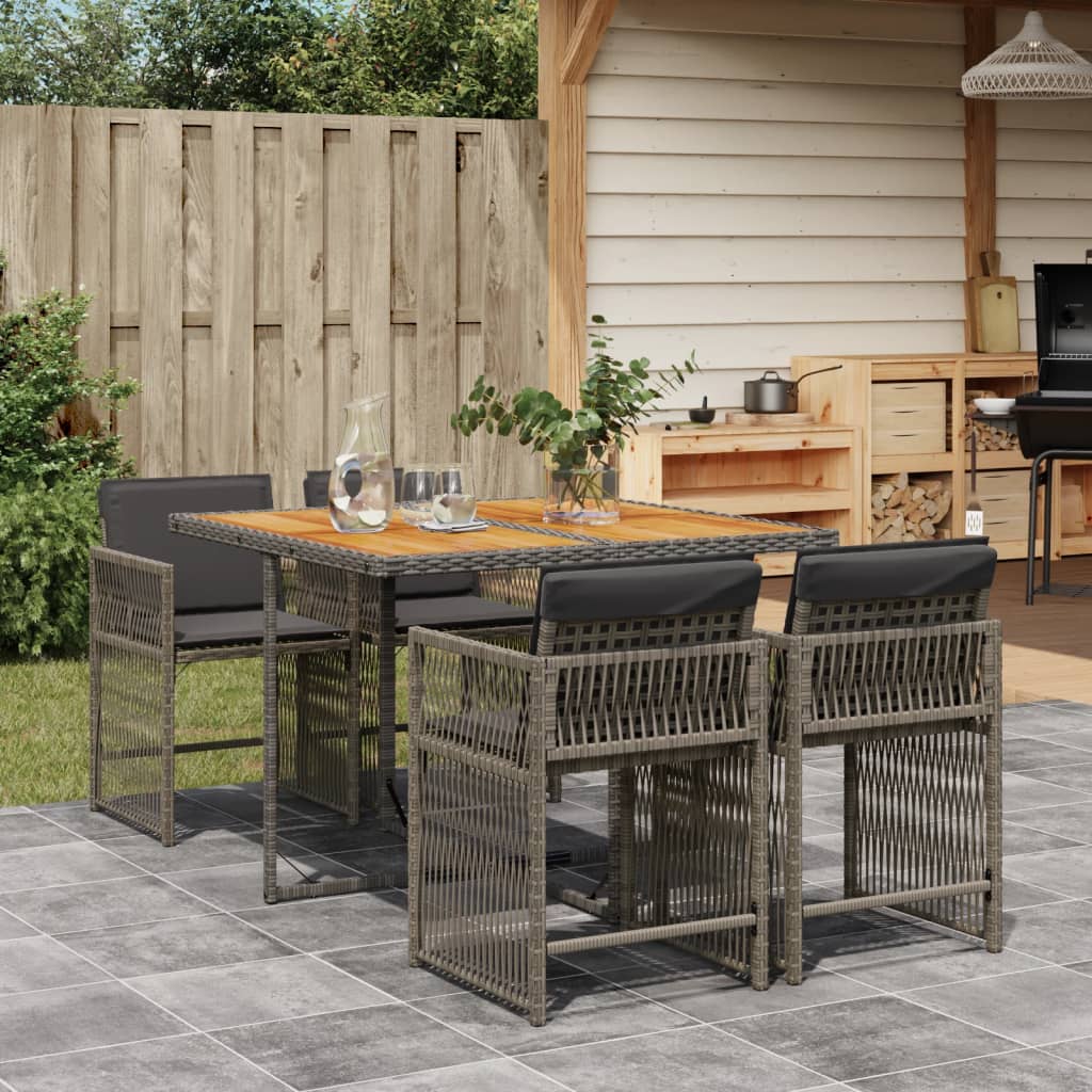 8721012300804_m_en_hd_1 vidaXL 5 Piece Garden Dining Set with Cushions Grey Poly Rattan - Image 1