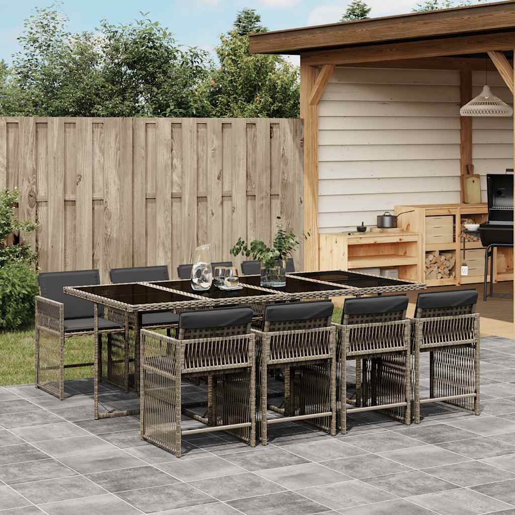 8721012300989_m_en_hd_1 vidaXL 9 Piece Garden Dining Set with Cushions Grey Poly Rattan - Image 1