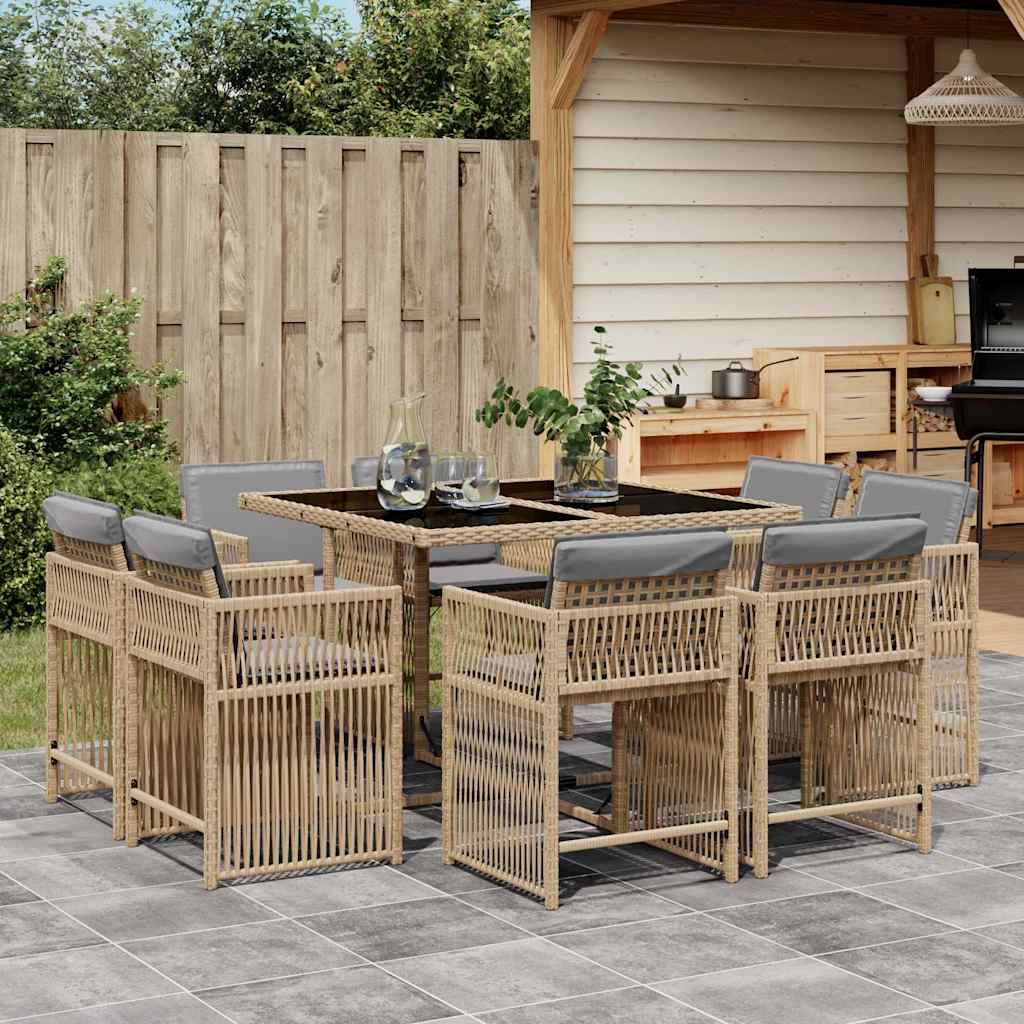 8721012301986_m_en_hd_1 vidaXL 9 Piece Garden Dining Set with Cushions Mix Beige Poly Rattan - Image 1