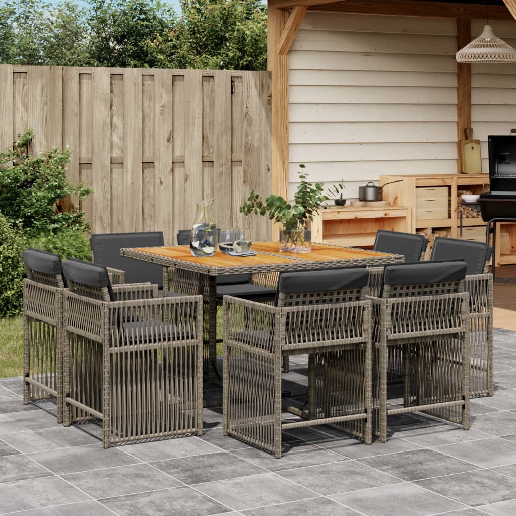 8721012302006_m_en_hd_1 vidaXL 9 Piece Garden Dining Set with Cushions Grey Poly Rattan - Image 1