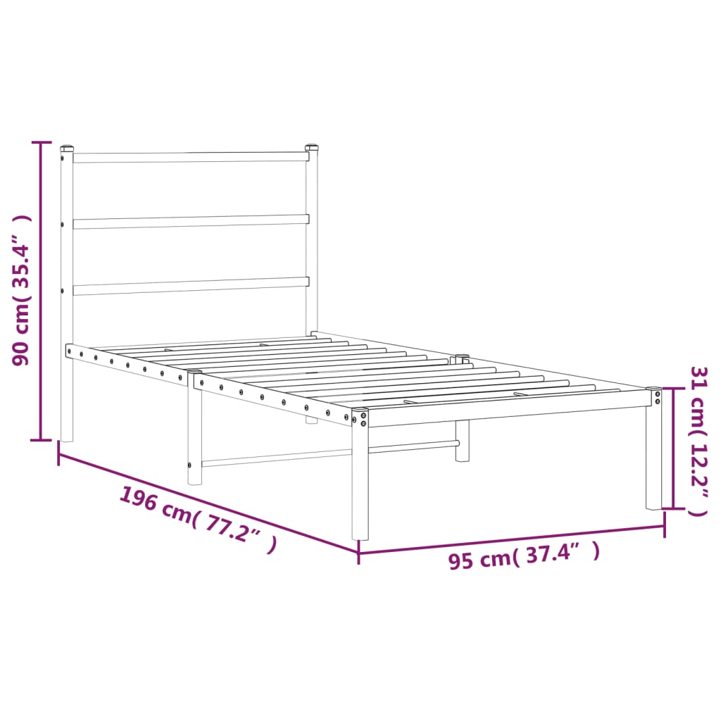 8721012302549_g_en_hd_8 vidaXL Metal Bed Frame without Mattress with Headboard Black 90x190 cm - Image 10