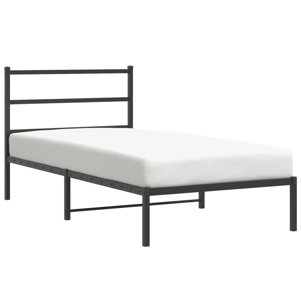 8721012302587_a_en_hd_1 vidaXL Metal Bed Frame without Mattress with Headboard Black 107x203 cm King Single - Image 2