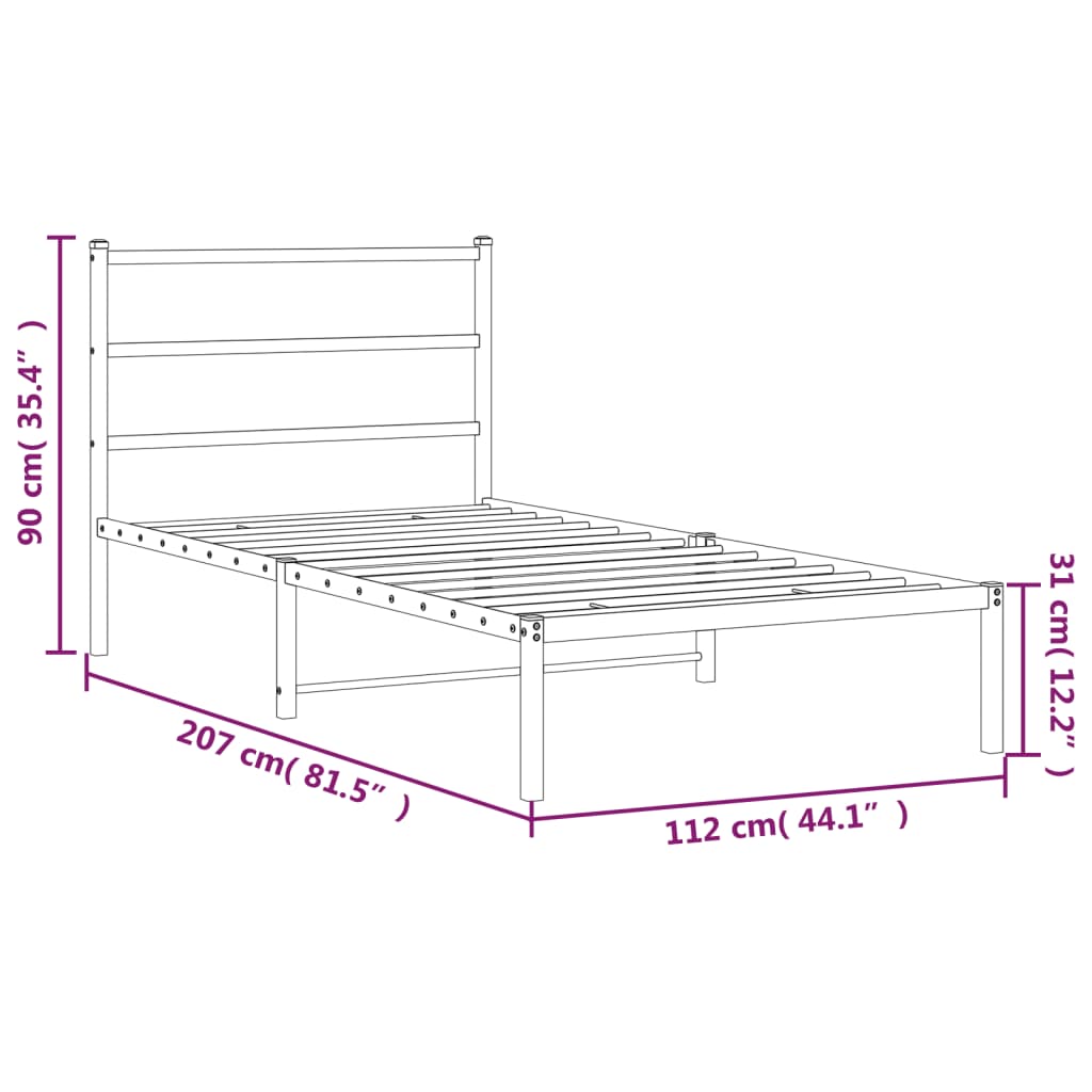 8721012302587_g_en_hd_8 vidaXL Metal Bed Frame without Mattress with Headboard Black 107x203 cm King Single - Image 10
